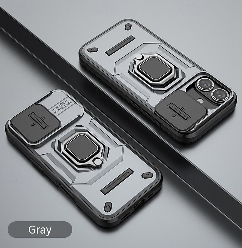 Phone Case For iPhone 16 Pro Max iPhone 15 Pro Max iPhone 14 Pro Max iPhone 13 Pro Max Back Cover Ring Holder Shockproof TPU PC Metal 2025 - $14.99 –P18