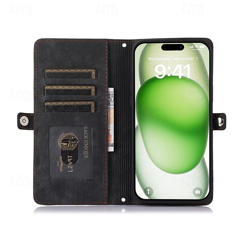 teléfono Funda Para iPhone 16 Pro Max Plus iPhone 15 Pro Max Plus iPhone 14 13 12 11 Pro Max Plus Funda Trasera con Soporte Magnética con cordón Retro TPU Cuero de PU 2025 - $21.99 –P6