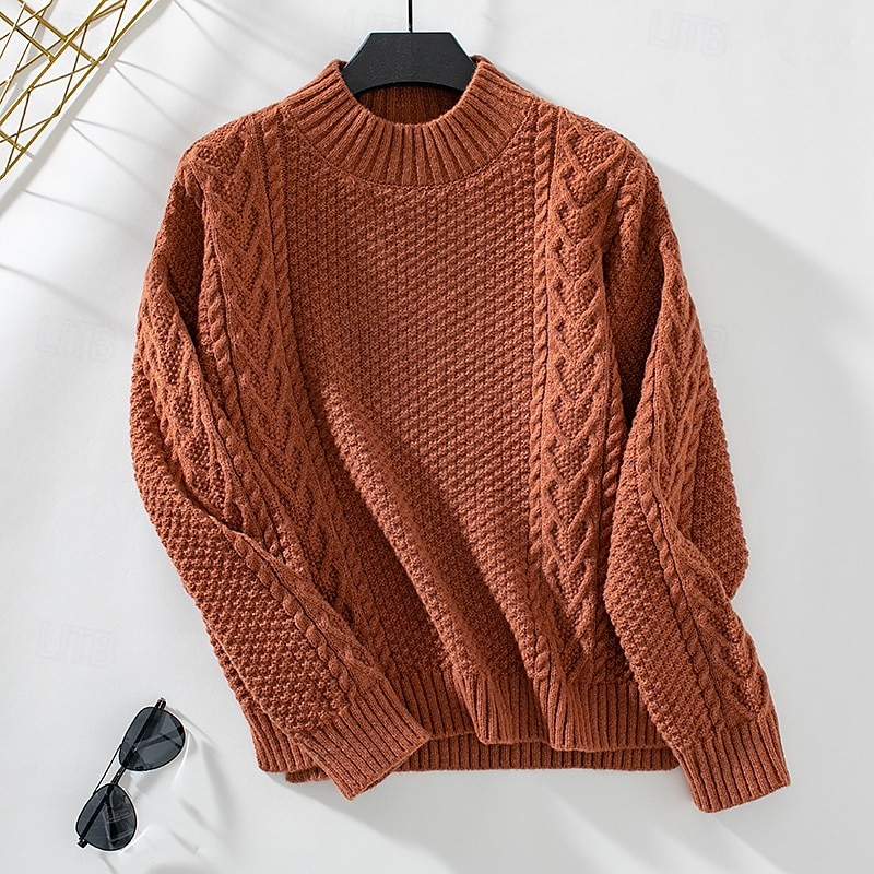 Dames Trui Elegant Modieus Dagelijks Effen Kleur Onechte nek Gebreid Lange mouw Normale tops breien Werk Rood Bruin Beige Herfst Winter 2025 - $47.99 –P6