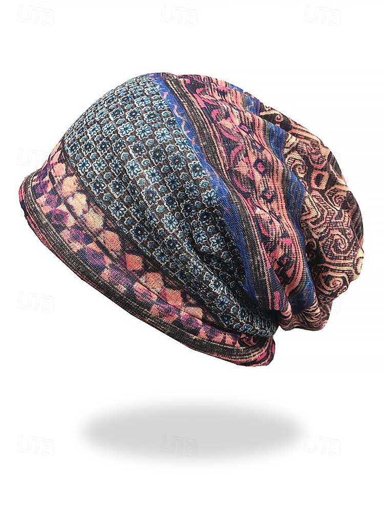 slö mössa i bohemisk stil för kvinnor – färgglad geometrisk mönstrad hatt, perfekt för vardagskläder och höstmode 2025 - $9.99 –P2
