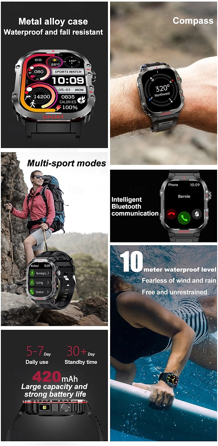iMosi G45 Smart Watch 1.81 inch Smartwatch Fitness Running Watch Bluetooth Pedometer Call Reminder Sleep Tracker Compatible with Android iOS Men Hands-Free Calls Waterproof Media Control IP 67 41mm 2025 - $36.99 –P3