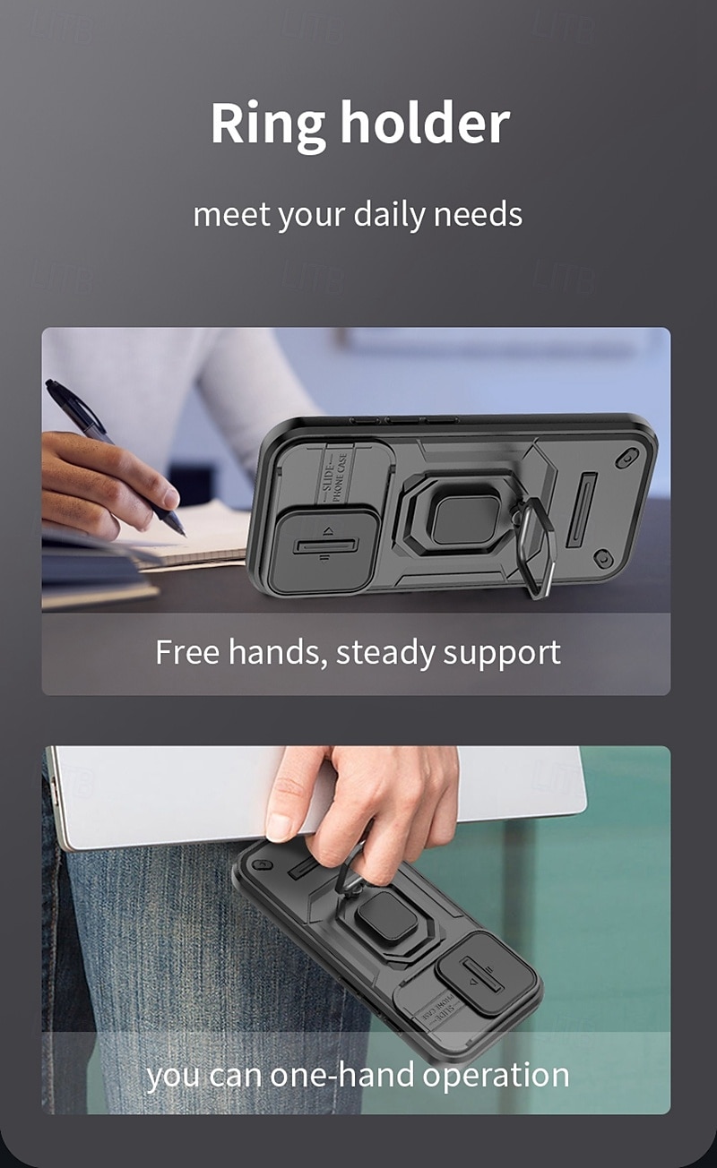 Phone Case For iPhone 16 Pro Max iPhone 15 Pro Max iPhone 14 Pro Max iPhone 13 Pro Max Back Cover Ring Holder Shockproof TPU PC Metal 2025 - $14.99 –P10