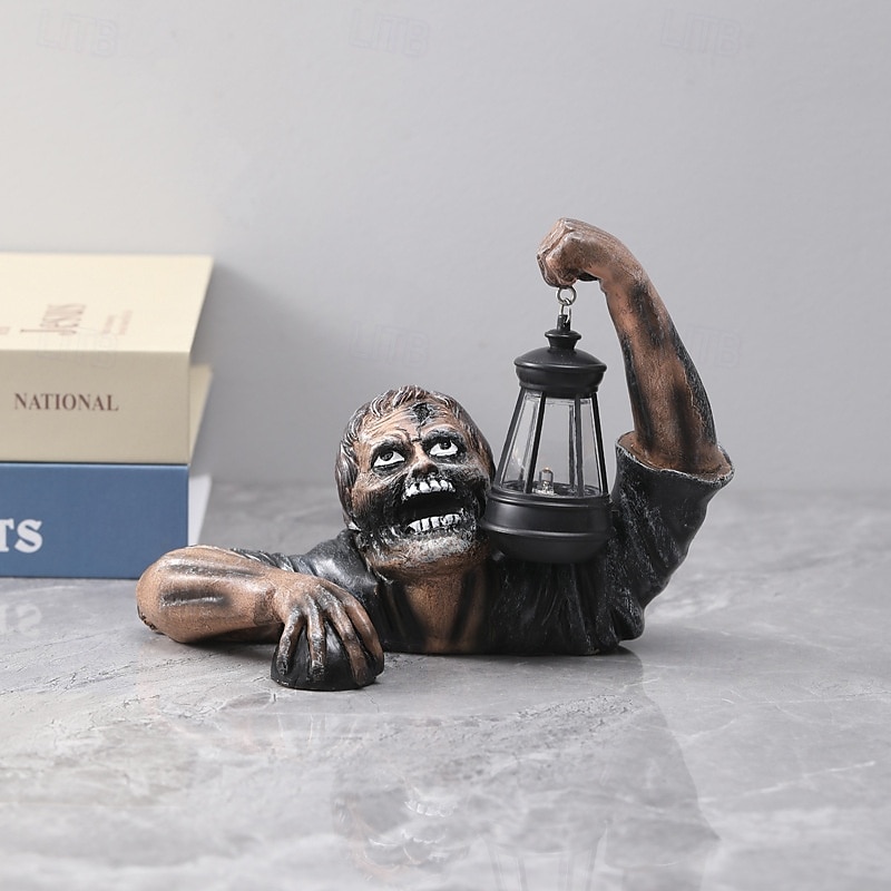 halloween zombie lyhty hartsi käsityö ornamentti ulkona puutarha koristeet kauhu zombie statue 2025 - $20.99 –P4