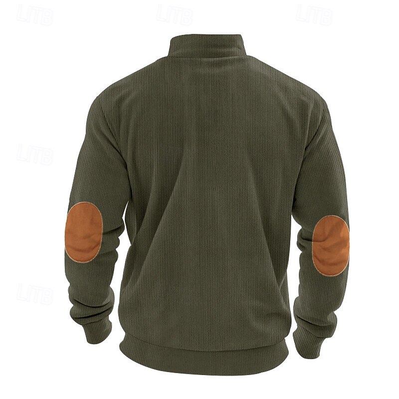Homme Sweat-shirt Sweat-shirt quart de fermeture éclair Abricot Noir Vert Véronèse bleu marine Gris Demi-zip Bloc de Couleur Patchwork A côtes Texturé Sport & Loisir Quotidien Fête Polyester Velours de 2025 ? $23.99 –P18