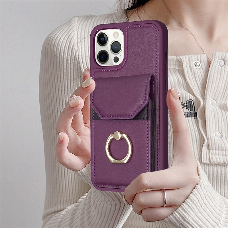 Funda para teléfono para iPhone 16 iPhone 15 Pro Max Plus iPhone 14 13 12 11 Pro Max Plus Mini Funda billetera Soporte para anillo ranura para tarjeta Shockproof Retro TPU PU Cuero 2025 - $19.99 –P5