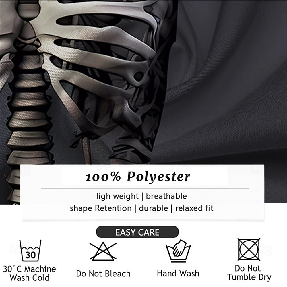 2025年 Halloween 男性用 スカル ハロウィーンコスチューム ボタンアップシャツ 長袖 ホラー 暗い パーティーイブニングウェア 秋 冬 春夏 シャツカラー ボタンアップ 3Dプリント ブラック コレクション – $26.99 –P3