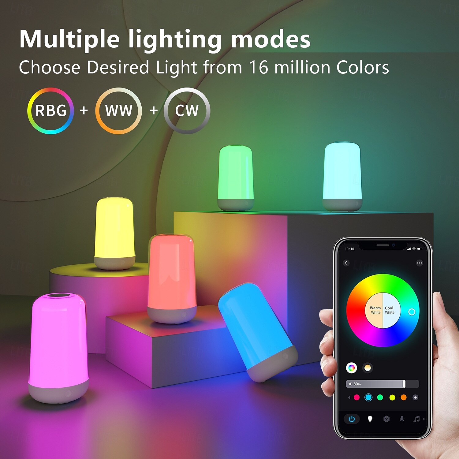 LED Smart Light Dimmable Seven-Color Touch Control Night Light, Rechargeable Battery Operated Bluetooth Table Lamp with Timer for Kids, Travel, and Desk Use 2025 - $37.99 –P3