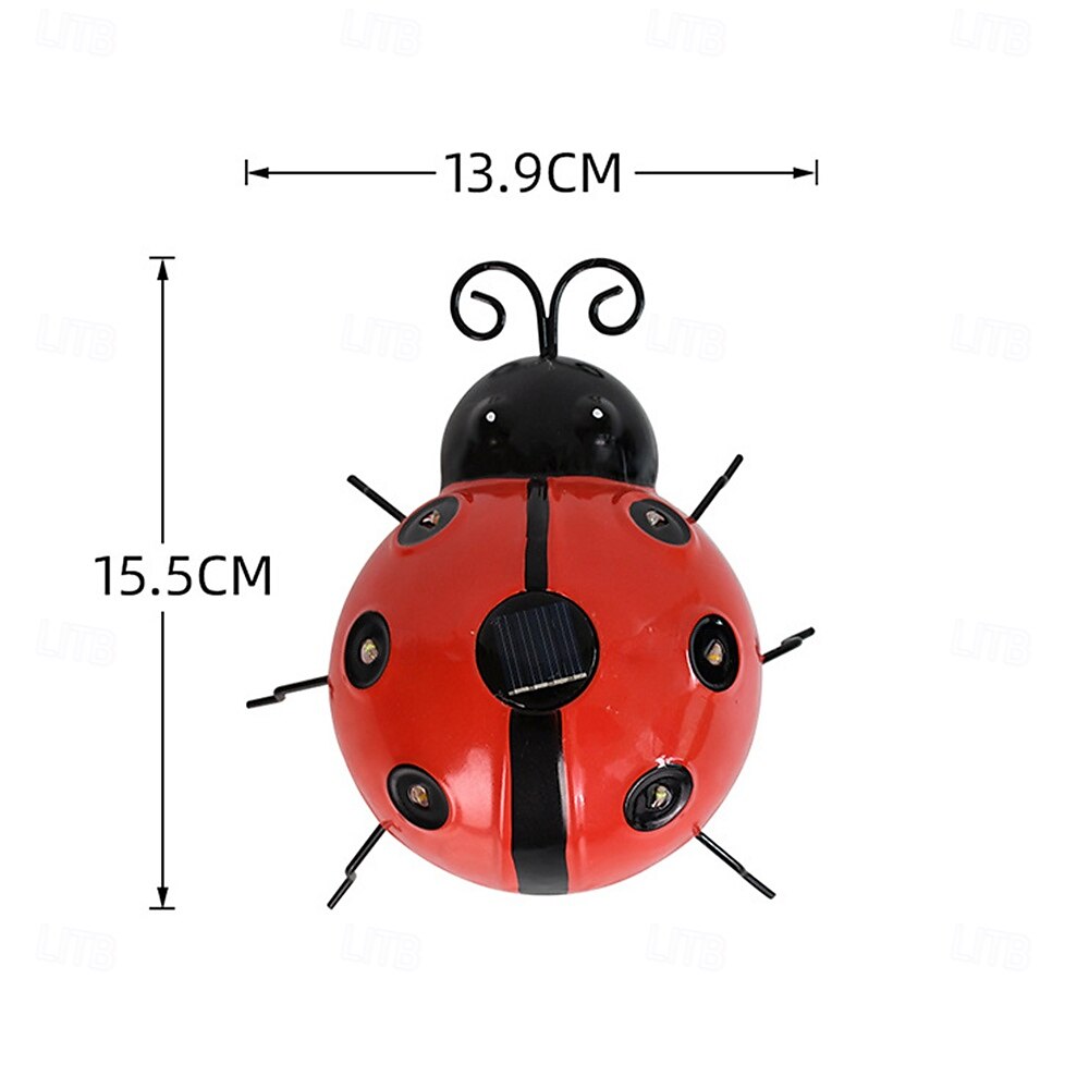 Lámpara decorativa de mariquita de hierro solar, diseño creativo de siete estrellas, simulación de jardín al aire libre, luz colgante de pared de animales para patio, para decoraciones de patio, 1 2025 - $18.99 –P1