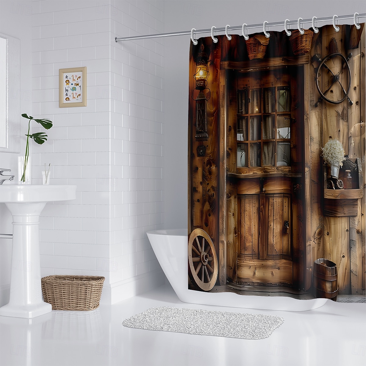 Sprchový závěs s háčky 180cm*180cm (70"*70") polyester pratelné voděodolné vzor retro vintage pro dekoraci koupelny a vany 2025 - $25.99 –P2