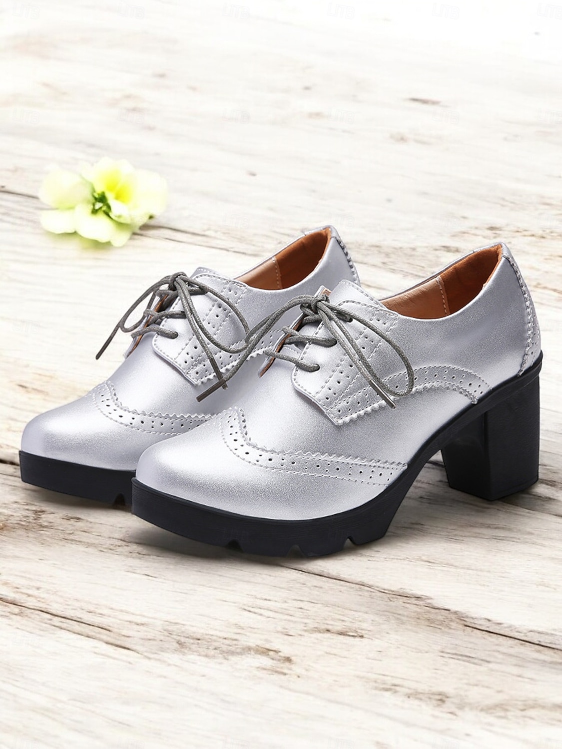 női világoskék fűzős brogue vaskos sarkú oxford cipő – vintage ihletésű platformsarkú hétköznapi és irodai viselethez 2025 - $54.99 –P9