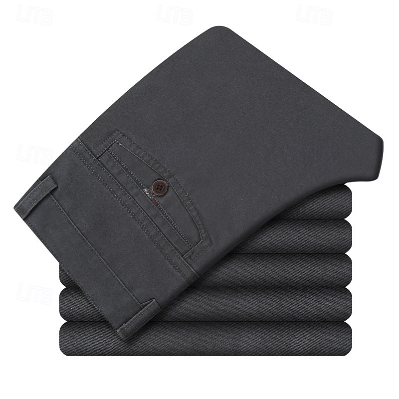 Per uomo pantaloni della tuta Pantaloni Chino Bottoni Tasche Gamba dritta Liscio Comfort Formale Feste Ufficio Di tendenza Classico Nero Verde scuro Media elasticità del 2025 a $18.99 –P2