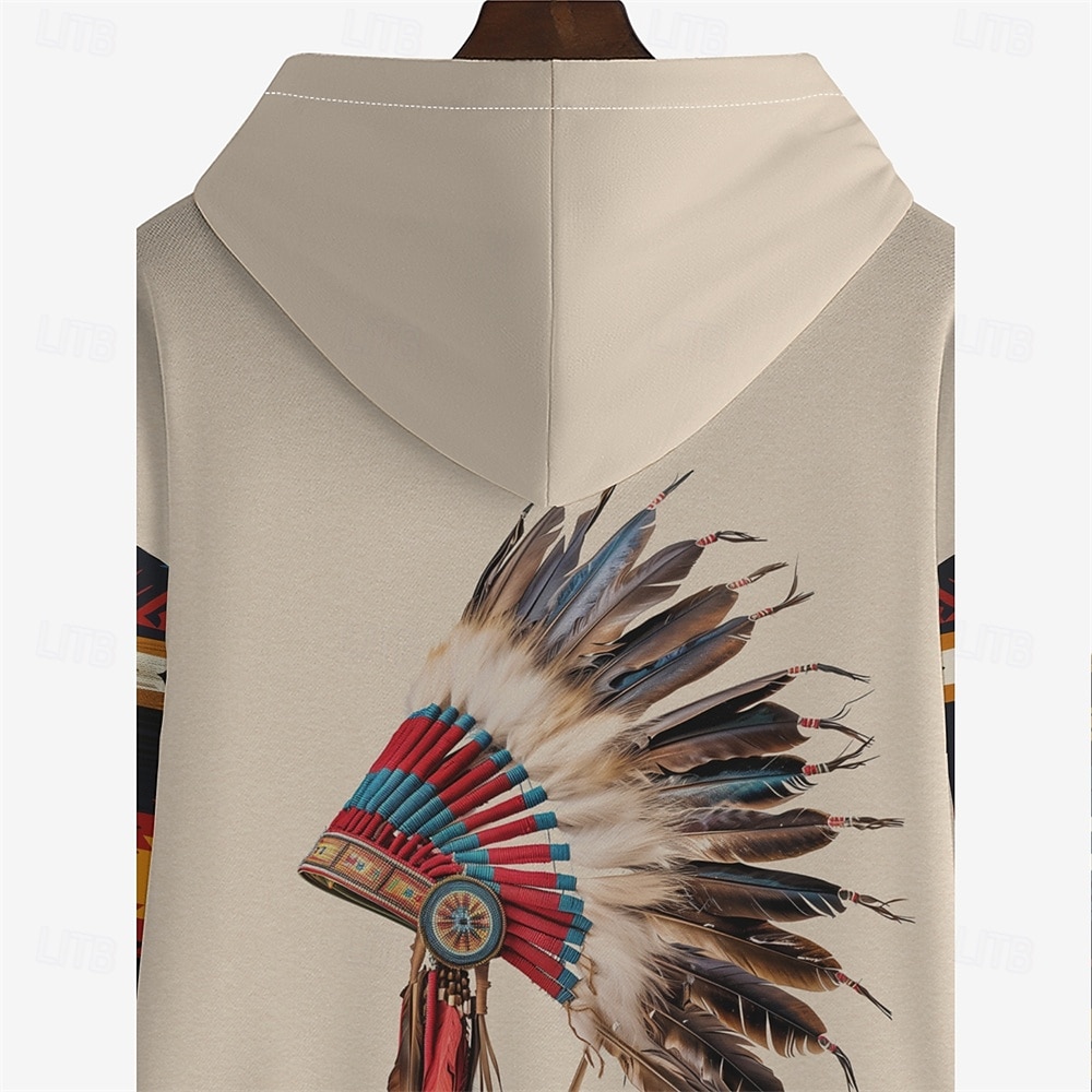 Herren Grafik Blumenmuster Indianer Kapuzensweatshirt Kapuzenshirts Pullover Urlaub Täglich Klassisch Lässig Langarm Mit Kapuze Urlaub Sport im Freien Ausgehen Streetwear Hellbraun Drucken Winter 2026 - $31.99 –P5