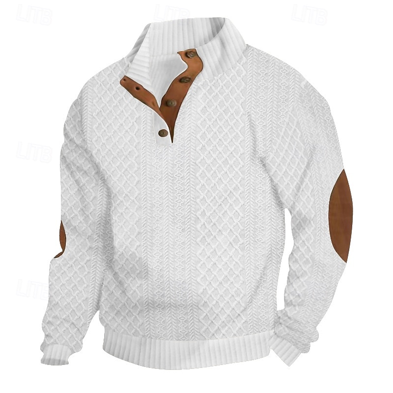 Herr Tröja Svart Vit Armégrön Kaki Mörkgrå Kinakrage Slät Jacquard Lappverk Ribbad Strukturerad Dagligen Helgdag Utekväll Polyester Strukturerad Streetwear Ledigt Höst Vinter Kläder Pull Tröjor 2025 - $27.99 –P6