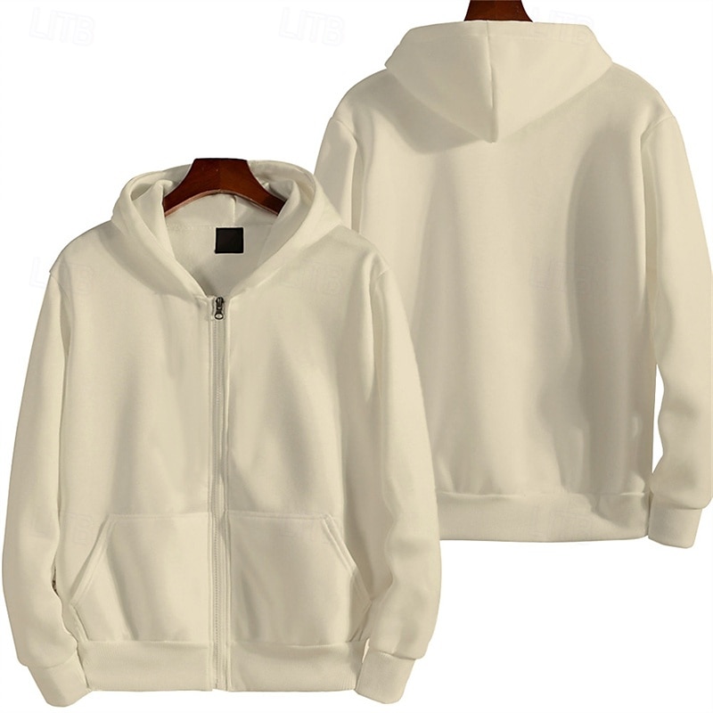 Férfi Uniszex Zip Up kapucnis pulóver Pulóver Teljes cipzáros kapucnis Gyapjú pulóver Fekete Arcpír rózsaszín Khakizöld Szürke Kapucni Sima Becipzároz Kollázs Sport & Szabadtéri Napi Szabadság 2025 - $16.49 –P4