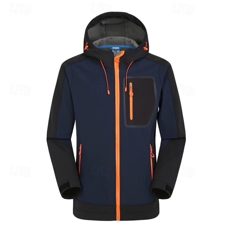 Herren Softshelljacke Wanderjacke Draussen Farbblock Wasserdicht Winddicht Windjacke Reisen Schwarz Rot Marinenblau Königsblau Grau 2025 - $63.99 –P5