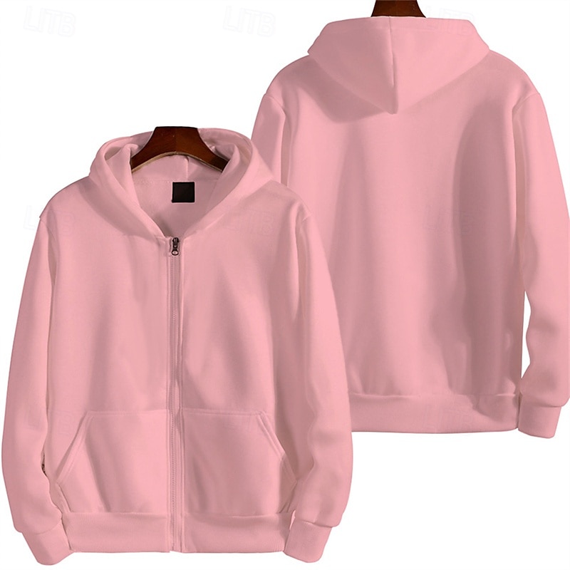 Férfi Uniszex Zip Up kapucnis pulóver Pulóver Teljes cipzáros kapucnis Gyapjú pulóver Fekete Arcpír rózsaszín Khakizöld Szürke Kapucni Sima Becipzároz Kollázs Sport & Szabadtéri Napi Szabadság 2025 - $16.49 –P2