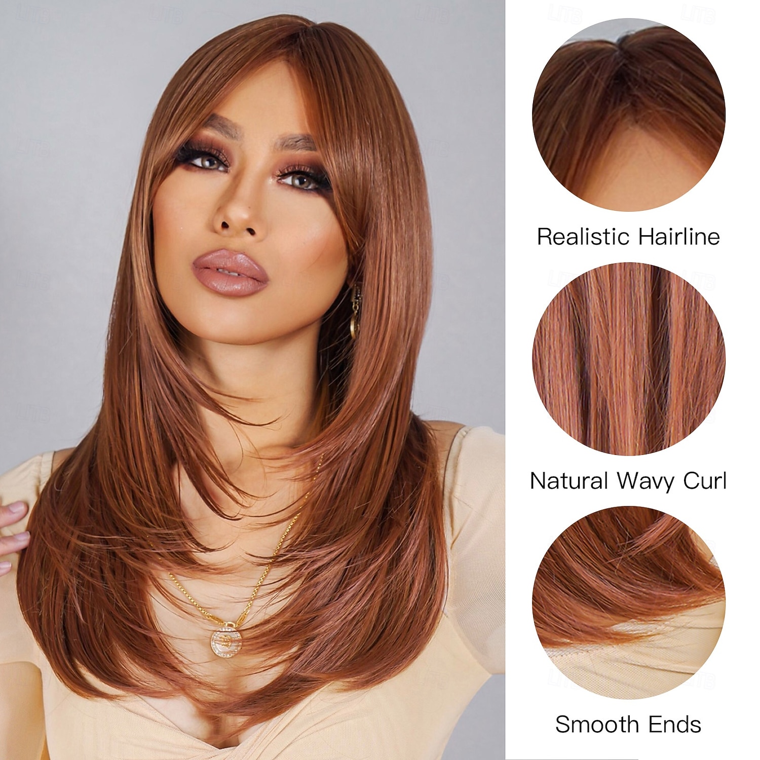 Synthetic Wig Uniforms Career Costumes Princess Straight kinky Straight Middle Part Layered Haircut Machine Made Wig 22 inch Black / Brown Synthetic Hair Women's Cosplay Party Fashion Dark Brown 2026 - $25.99 –P5