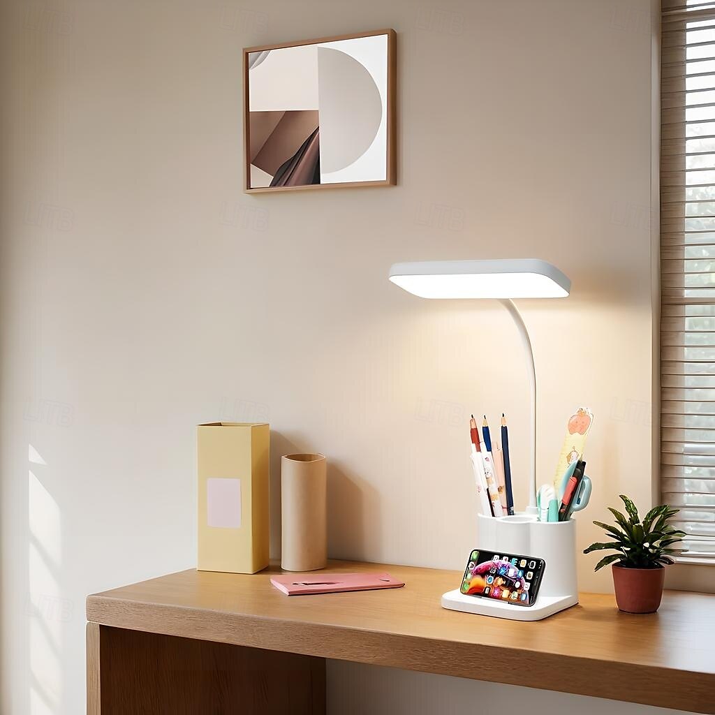 lámpara de escritorio led lámpara de estudio flexible con portalápices lámpara de escritorio led con soporte táctil regulable led lámpara de escritorio lámpara de lectura creativa inteligente 2025 - $28.99 –P2
