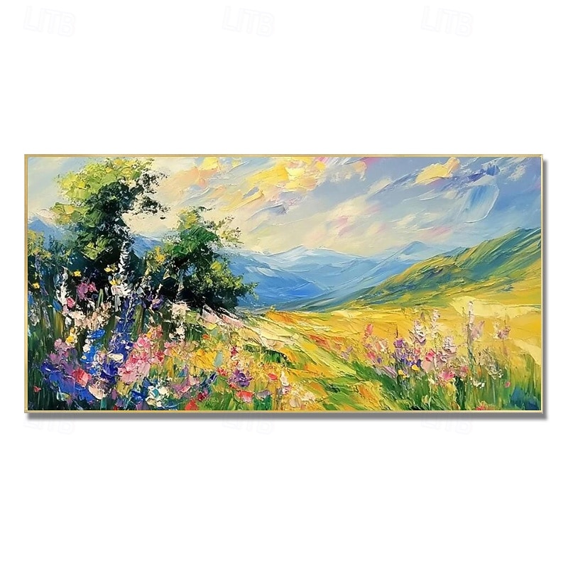 velké ručně malované olejomalba barvitý kytkou západ slunce záře krajina zídky umění horský obývák zeď domácí výzdoba no frame 2026 - $87.99 –P6