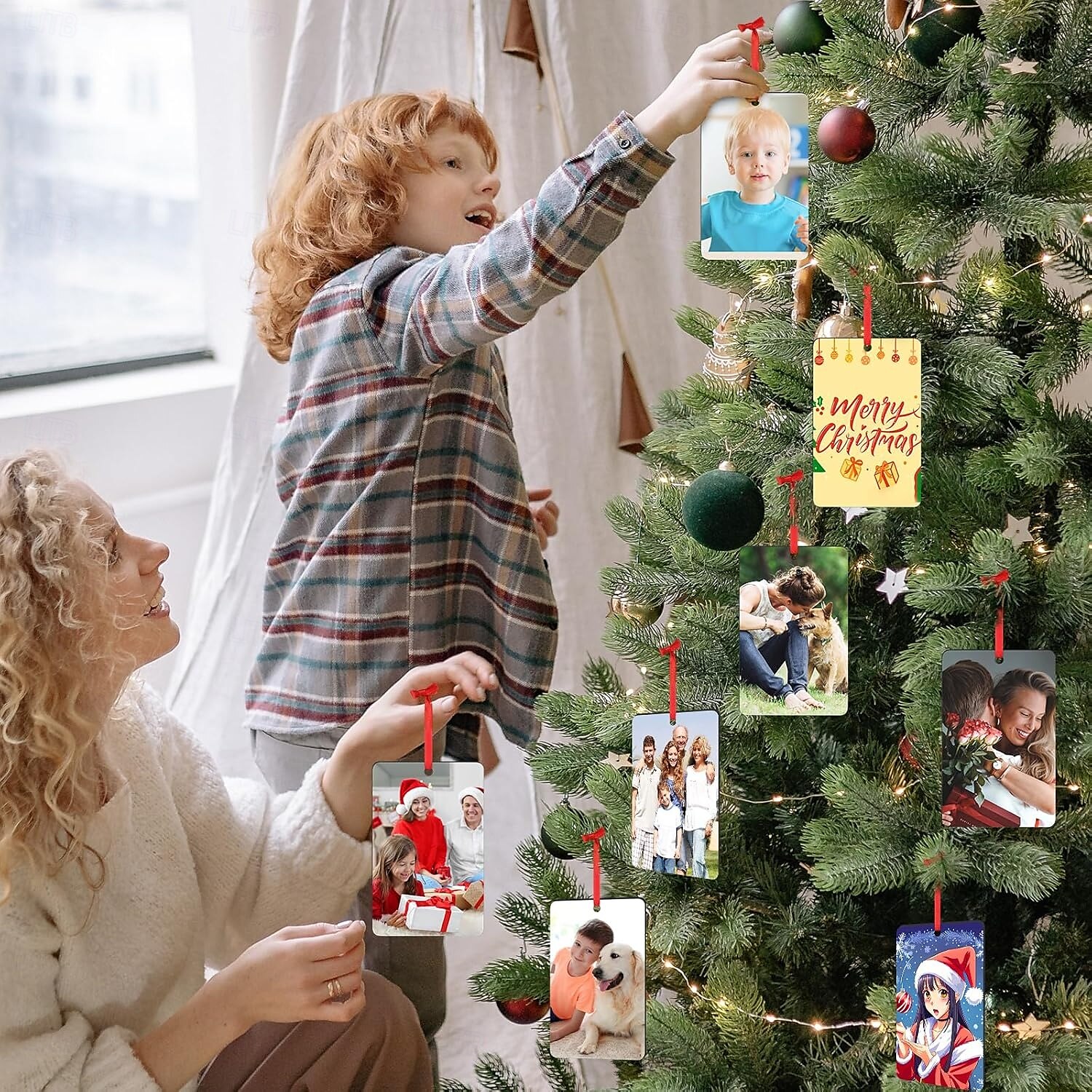 Gepersonaliseerde foto kerst ornamenten houten aangepast afbeelding kerstboom ornamenten kerstversiering hangend pendant cadeaus 2025 - $11.49 –P4
