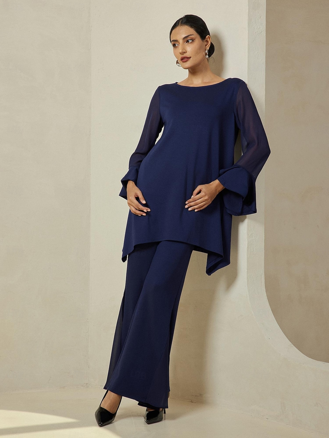 Femmes Longueur complète Coton Élastique Élégant Mariage Décontracté Quotidien bleu marine Printemps & Automne XS S M de 2025 ? $64.99 –P2