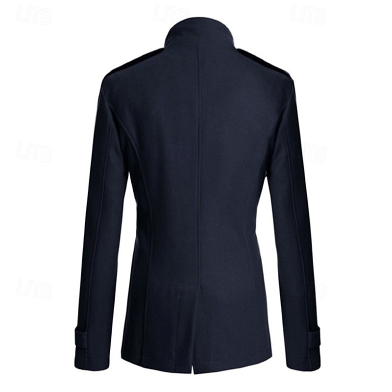 Herr Peacoat Trenchcoat Dagligen Semester Höst vinter Polyester Håller värmen Ytterkläder Kläder Mode Klassisk Slät Ficka Hög krage Dubbelknäppt 2025 - $48.99 –P16