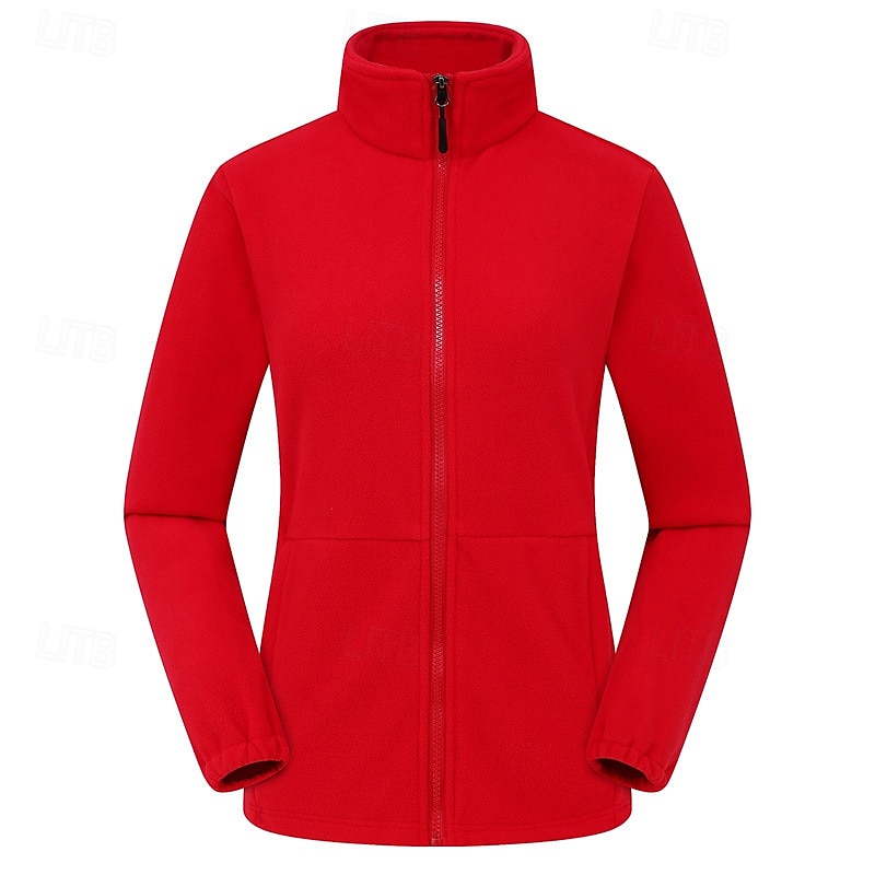 Women's Hiking Fleece Jacket Winter Outdoor Thermal Warm Fleece Lining Fleece Jackets Full Zip Climbing Camping / Hiking / Caving Traveling Light Khaki Black Yellow Pink Red 2025 - $34.99 –P12