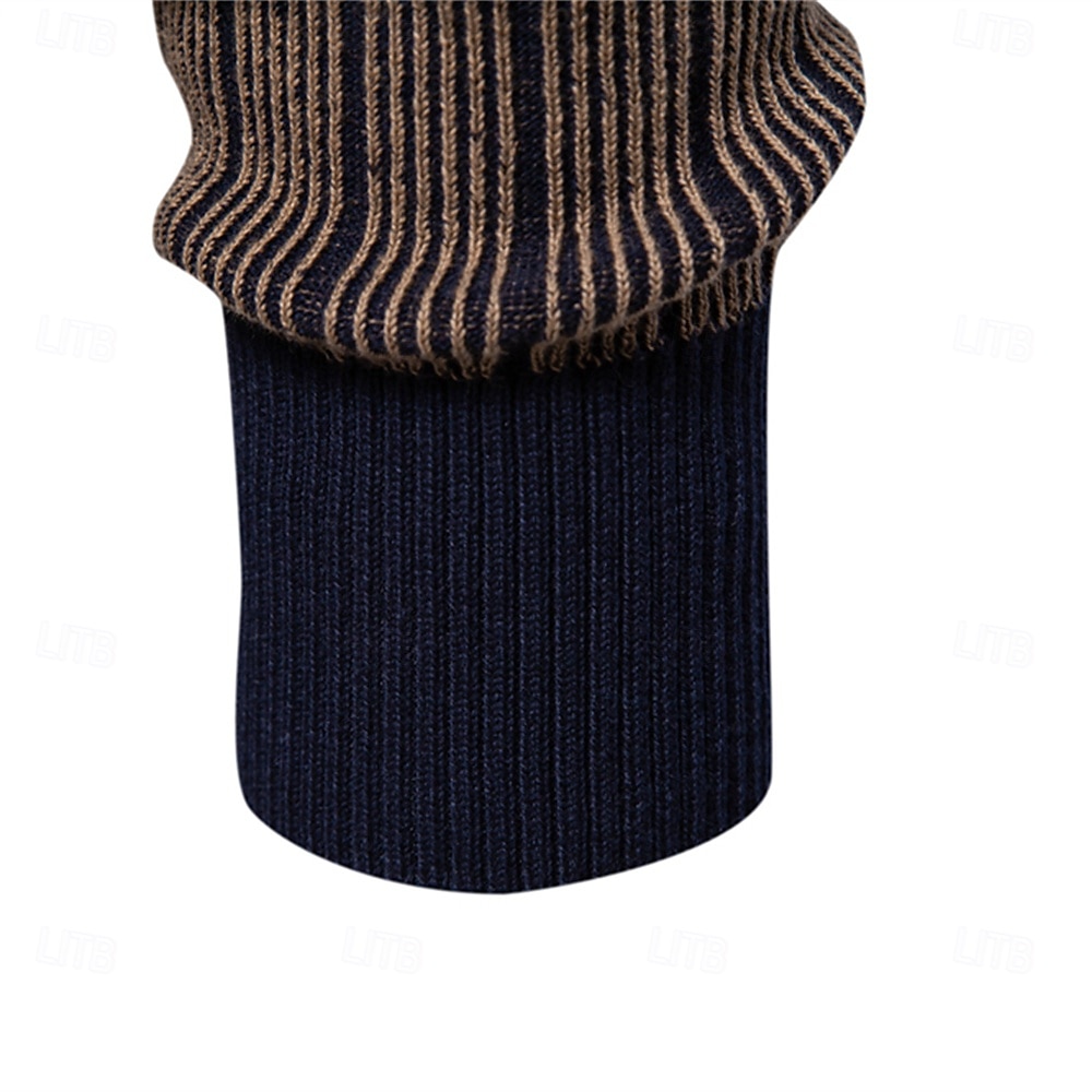 Herre Genser Strikke Normal Blandet Farge Striper og rutete Rund Fritid / hverdag Klær Høst vinter Mørk Marineblå Mørkegrønn S M L 2025 - $41.99 –P4