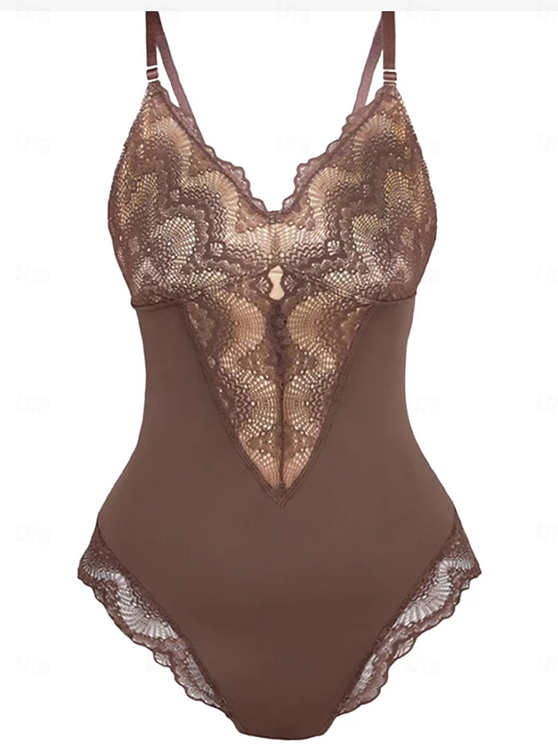 Roupa de dormir modeladora de malha de renda feminina - roupas de casa de cor sólida de nylon e elastano de 2025 por $37.99 –P10