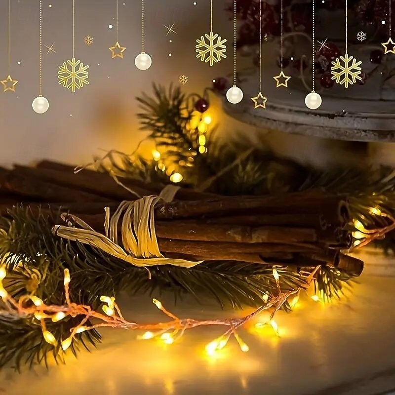 Cadena de luces LED con forma de petardo, 31 V CC, 9 m/6 m, 300/200 LED, IP65, resistente al agua, para exteriores, decoración de fiestas navideñas, iluminación colorida, 1 unidad 2025 - $28.99 –P4