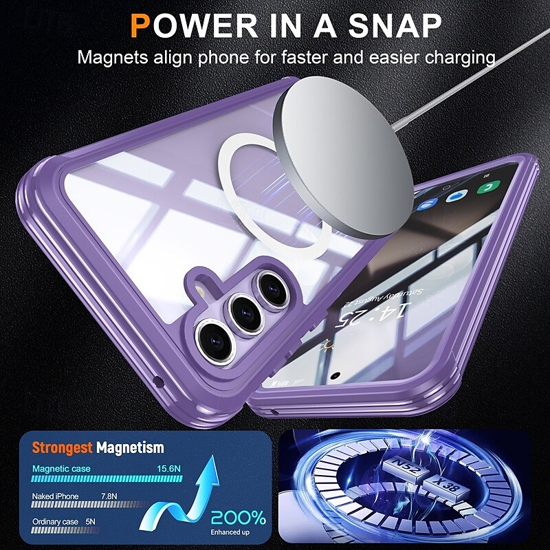 Phone Case For S24 FE S25 Ultra Back Cover Magnetic Support Wireless Charging Shockproof Retro TPU Acrylic 2025 - $20.99 –P6