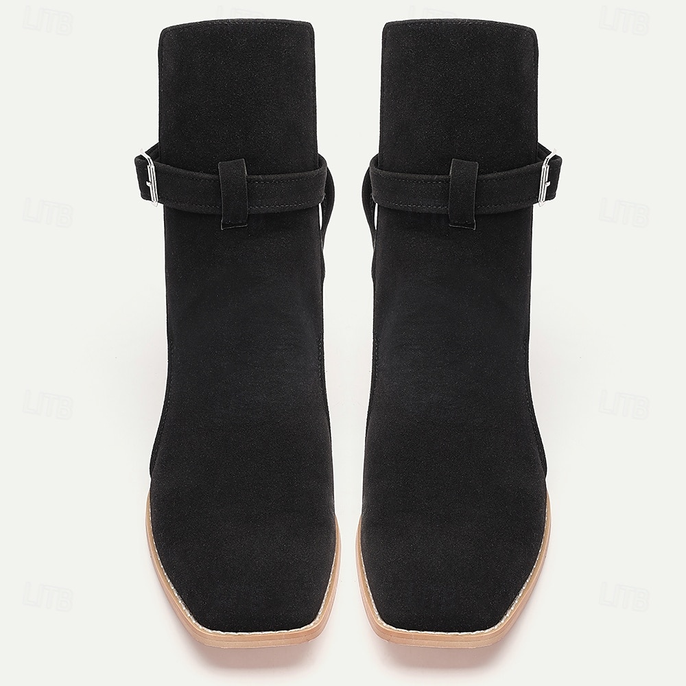 Herre jodhpur-støvletter i semsket skinn med spenne – klassiske ankelstøvletter for jobb, formelle arrangementer og elegant fritidsklær 2025 - $59.99 –P8