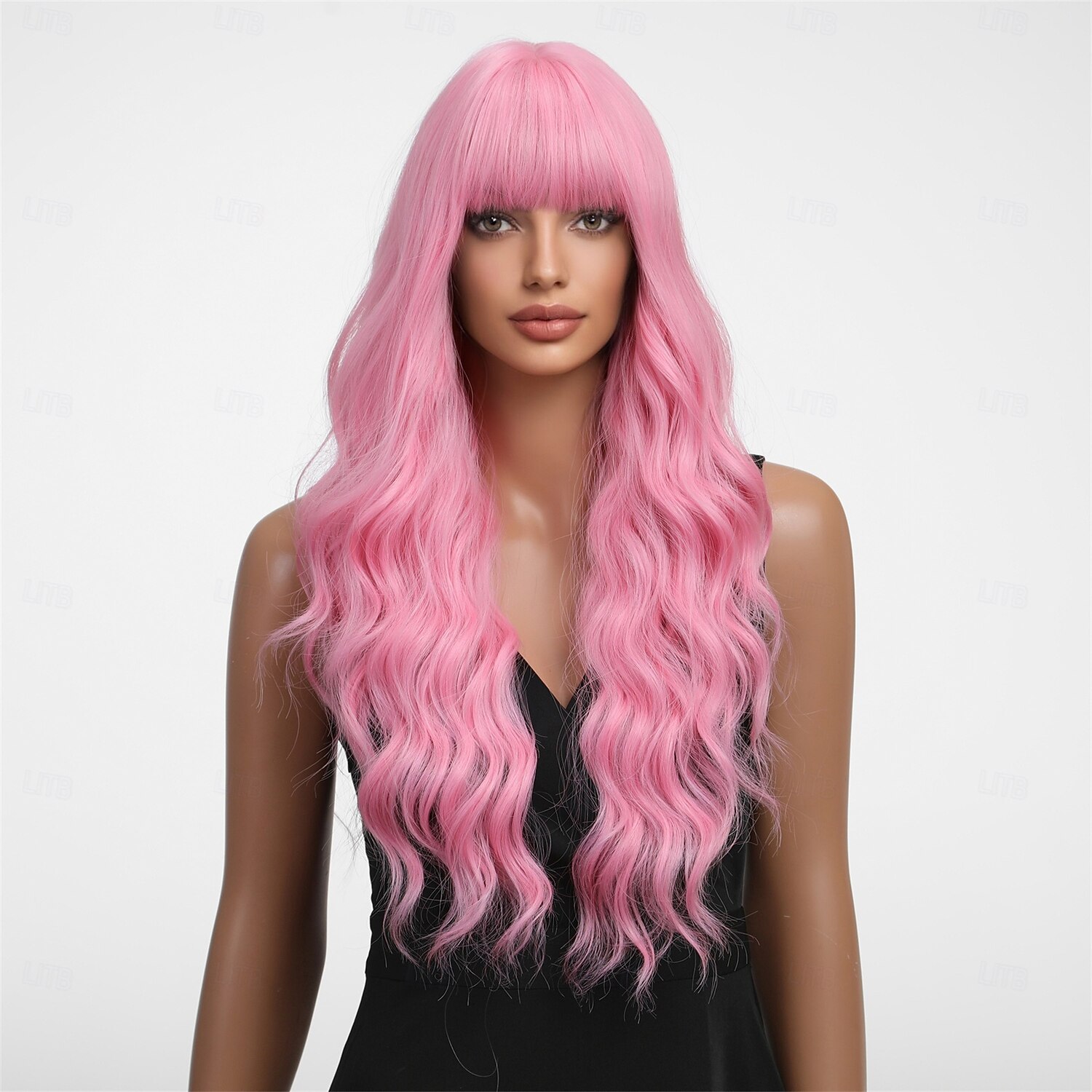 Synthetische pruiken Uniformen carrière Kostuums Prinses Gekruld Golvend Middelste stuk Gelaagd kapsel Machinegemaakt Pruik 61.0 cm Roze + Rood Synthetisch haar Dames Cosplay Feest Modieus Roze 2025 - $27.99 –P5