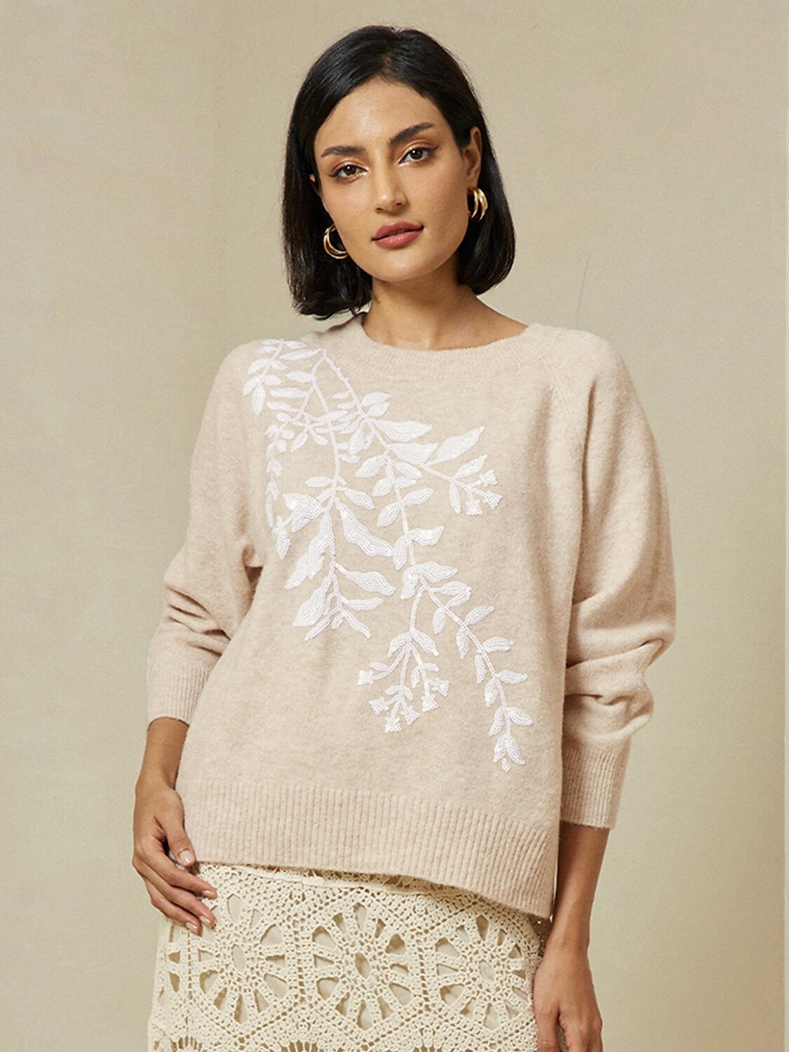 pull en laine mélangée brodé en tricot de 2025 ? $69.99 –P7