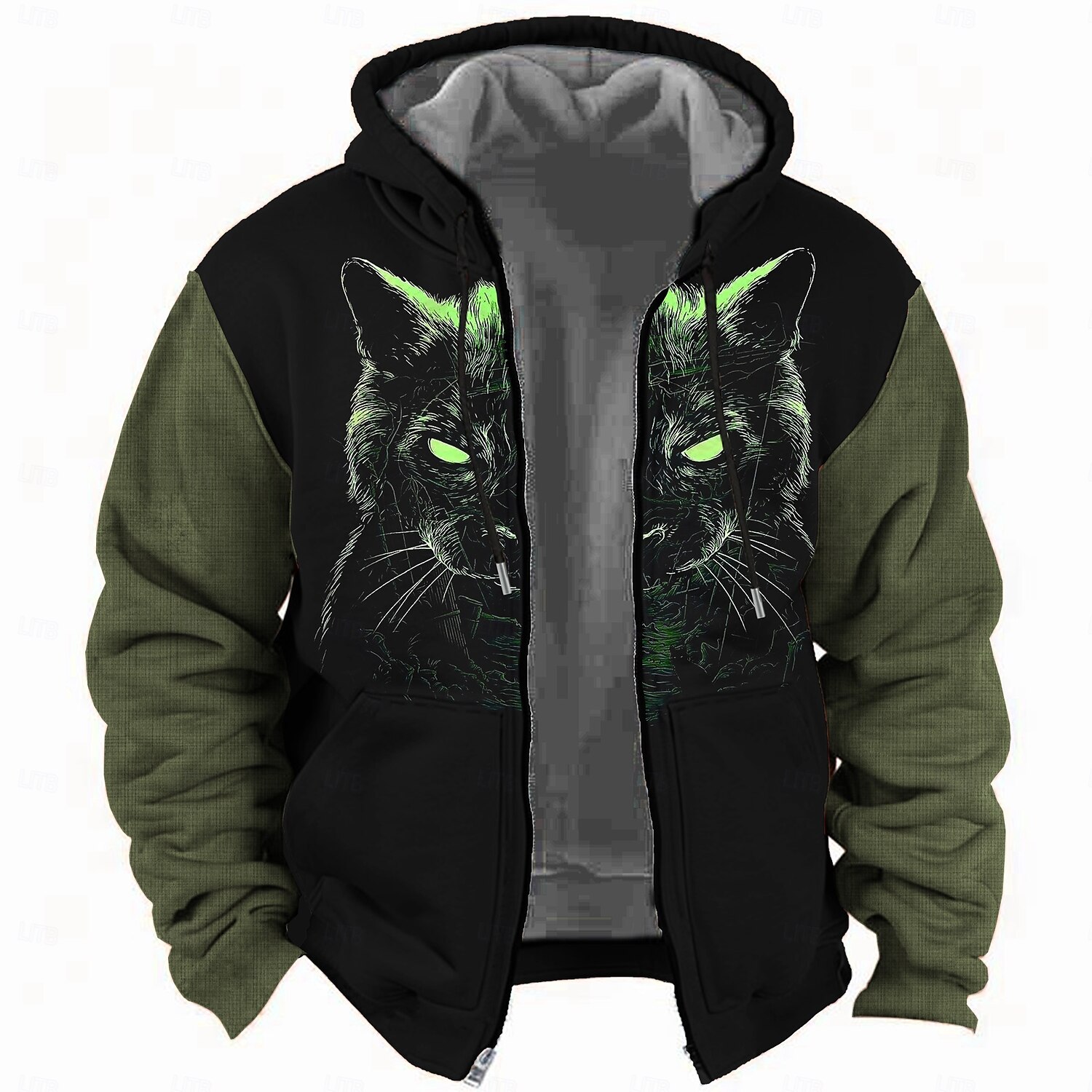 Navidad Hombre Gato Sudadera Sudaderas Sudadera Manga Larga Sudadera con capucha Con Capucha Moda Impresión 3D Festivos Viaje Amarillo Azul Piscina Cremallera Bolsillo Correa Otoño Invierno Diseñador 2025 - $30.99 –P2