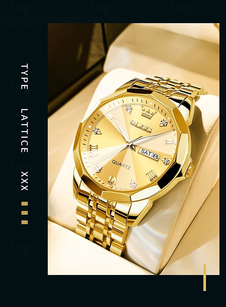 OLEVS Мужские кварцевые часы Минималистичные модные бизнес-наручные часы с подсветкой календарем датой неделя водонепроницаемые стальные часы 2026 - $35.99 –P12