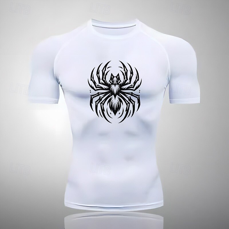 Men's Compression Shirt Athletic Shirt Gym Shirt Fitness Shirt Short Sleeve Tee Tshirt Casual Athleisure Breathable Quick Dry Soft Gym Workout Running Walking Sportswear Activewear White Red Green 2025 - $15.49 –P1