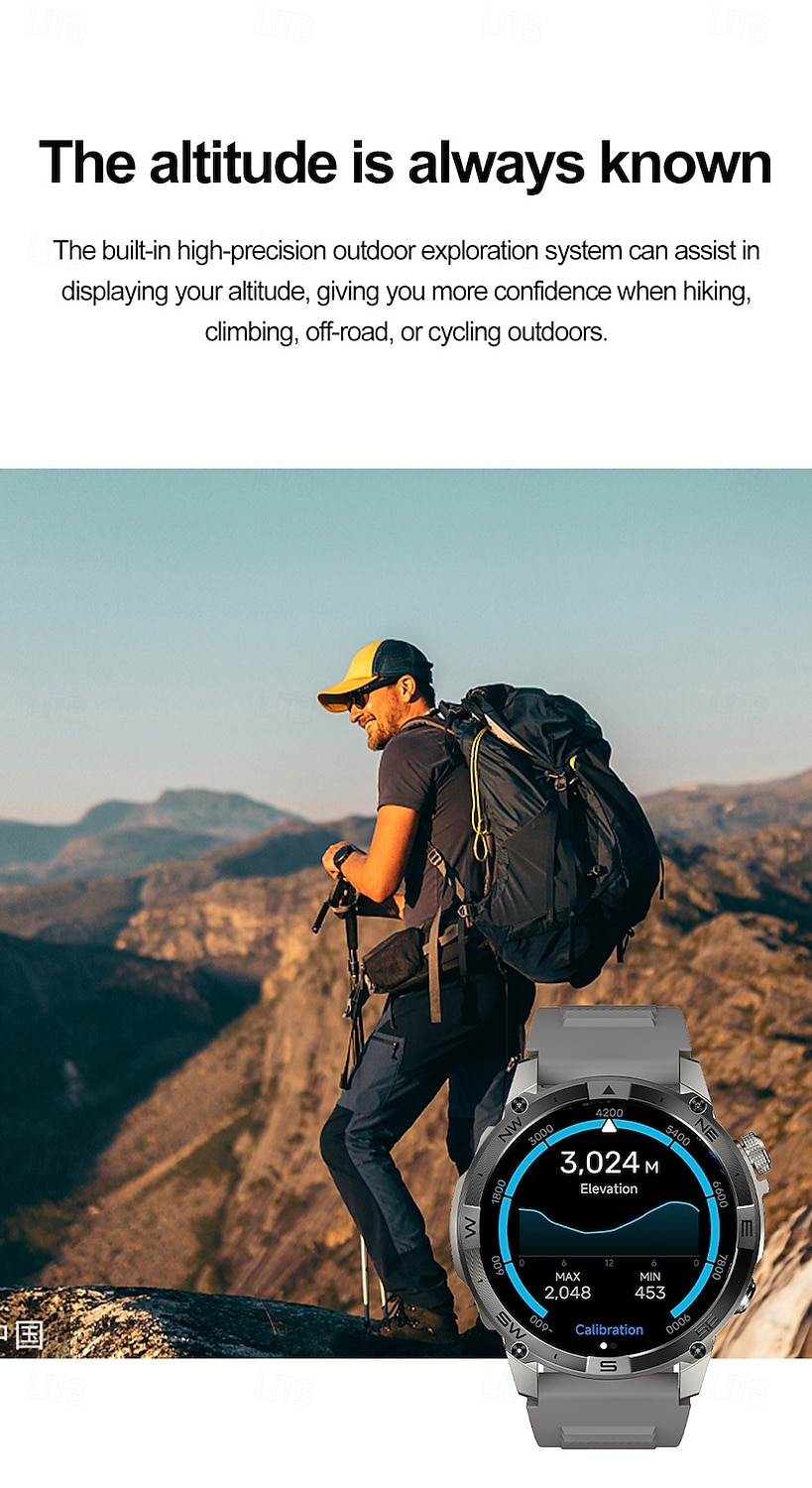 IMOSI GPS HK08 Smart Watch AMOLED Compass Altitude Air Pressure Bluetooth Call World Time 530MAH Sport Tracker Outdoor Clock 2025 - $68.99 –P5
