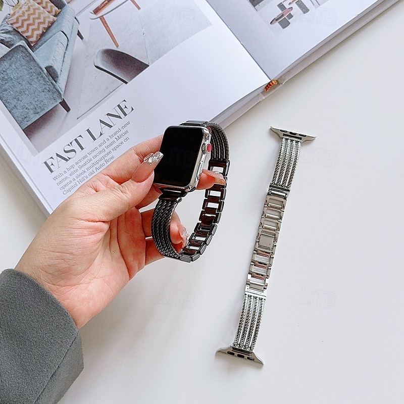 Solo Loop Συμβατό με Ζάντα ρολογιού Apple Watch 38mm 40mm 41mm 42mm 44mm 45mm 49mm Γυναικεία Μεταλλικό κούμπωμα Ρυθμιζόμενο κράμα Ανταλλακτικό λουράκι ρολογιού για iwatch Ultra 2 Series 9 8 7 SE 6 5 2025 - $20.99 –P7