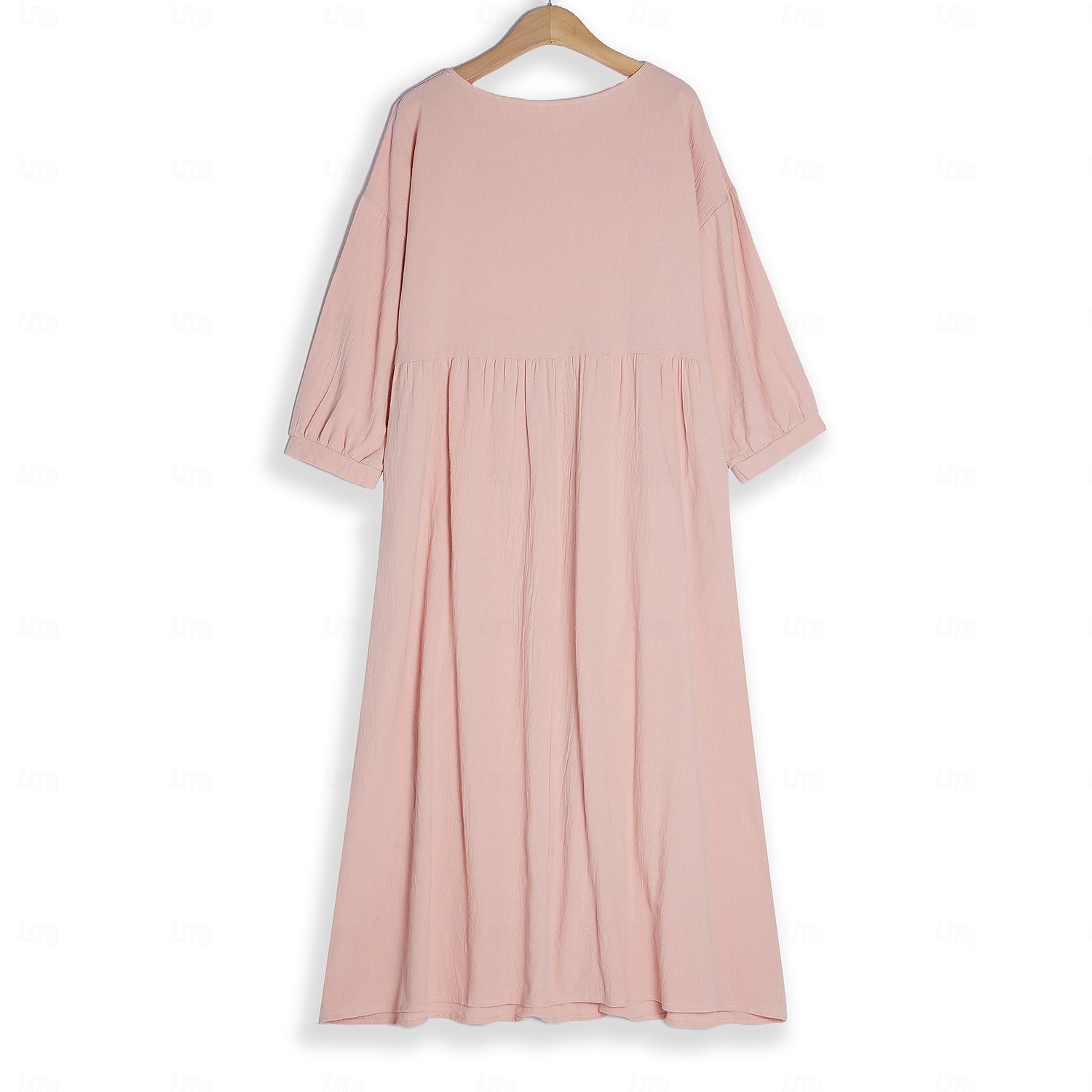 Жен. Платье средней длины Искусственный хлопок и лен Платье прямого кроя Свободное платье Однотонный Классический На каждый день Отпуск Подарок Праздники Свободное облегание Рукав 3/4 Вырез под горло 2026 - $19.99 –P3