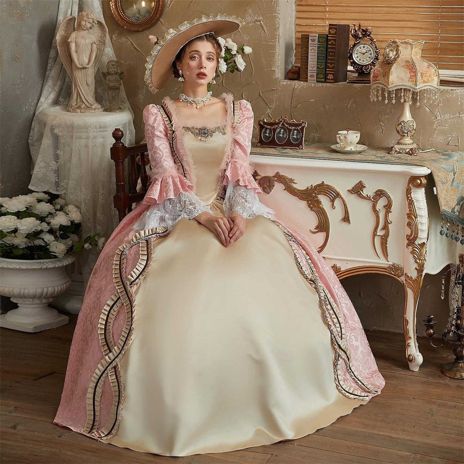 Rococo Victorian Vintage Inspired Dress Party Costume Prom Dress Princess Shakespeare Solid Color Ball Gown Women's Halloween Carnival Valentine's Day Party Evening Party Masquerade Adults' Dress All 2025 - $178.99 –P5