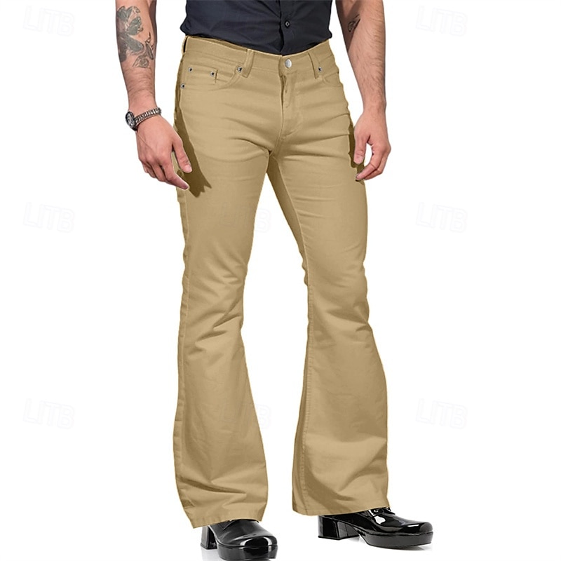 Herr Flared byxor Långbyxor Casual byxor Knappar Ficka Slät Komfort Utomhus Dagligen Mode Ledigt ArmyGreen Svart Microelastisk 2025 - $25.99 –P7