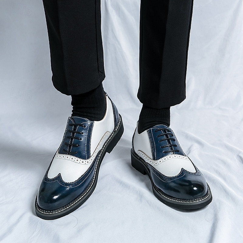 Men's Two-Tone Faux Leather Wingtip Oxford Gatsby Shoes – Vintage 1920s Brogue Spectator Dress Shoes for Wedding, Prom, Swing Dance, Roaring Twenties Party 2025 - $54.99 –P2