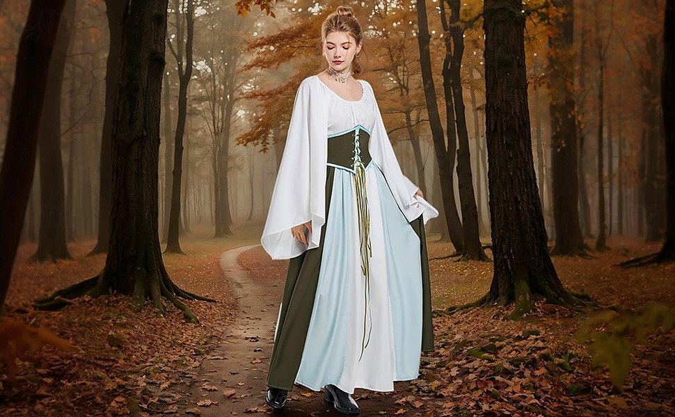 Retro Středověké Renesanční Šaty Šaty inspirované Regency Ren Faire Elf Viking Elfí Dámské Keltské Pirát Fantazie předvečer Všech svatých Karneval Plesová maškaráda Párty LARP Ren Faire Dospělé Šaty 2025 - $46.99 –P1
