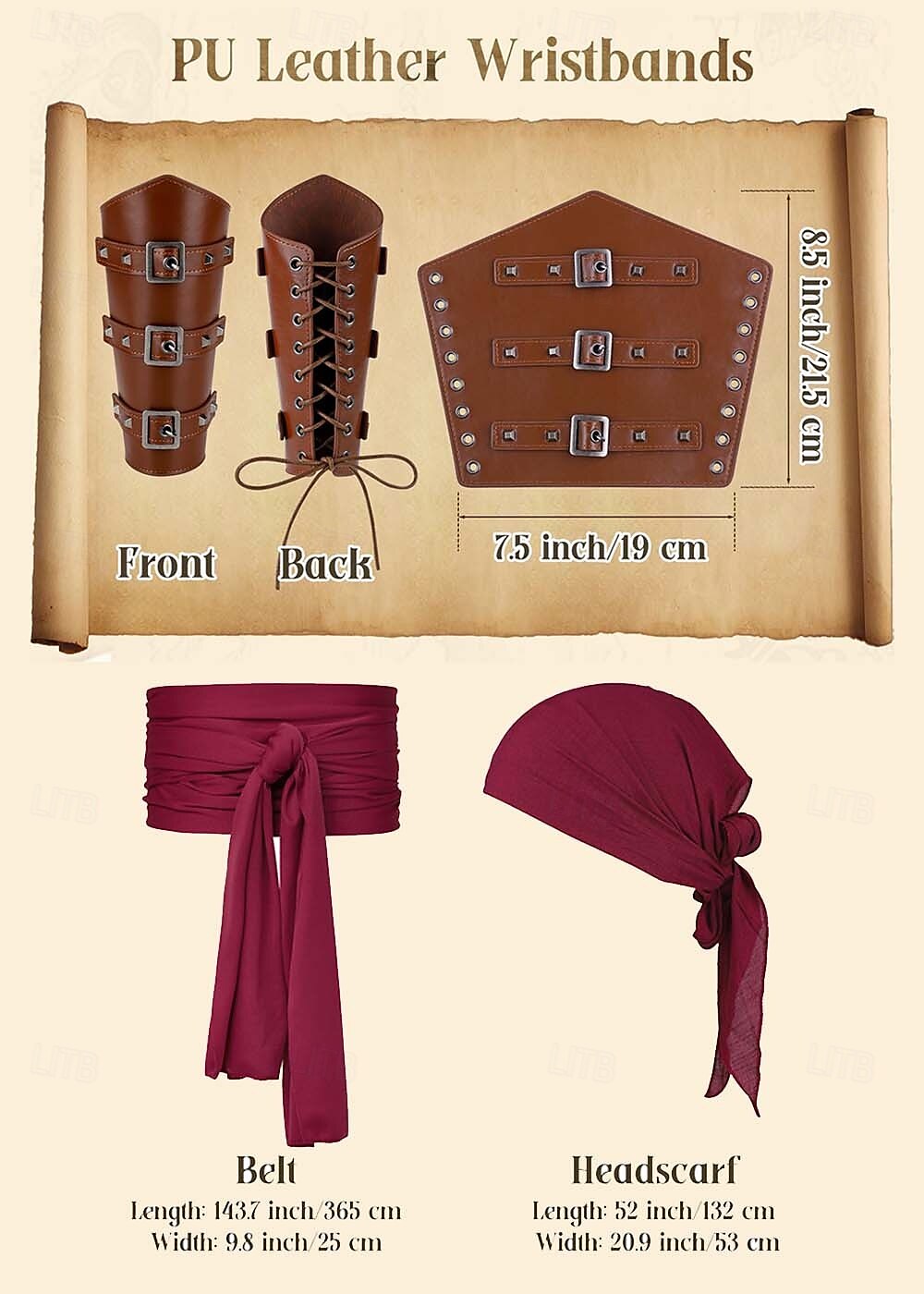 8-teiliges Wikinger-Piratenkostüm für Herren mit Rüstungsset, Retro-Vintage-Mittelalter-Renaissance, 17. Jahrhundert, Ritter, Ranger, Elfen, Walhalla, für Halloween, Karneval, Larp, Renaissance Faire 2025 - $58.99 –P5