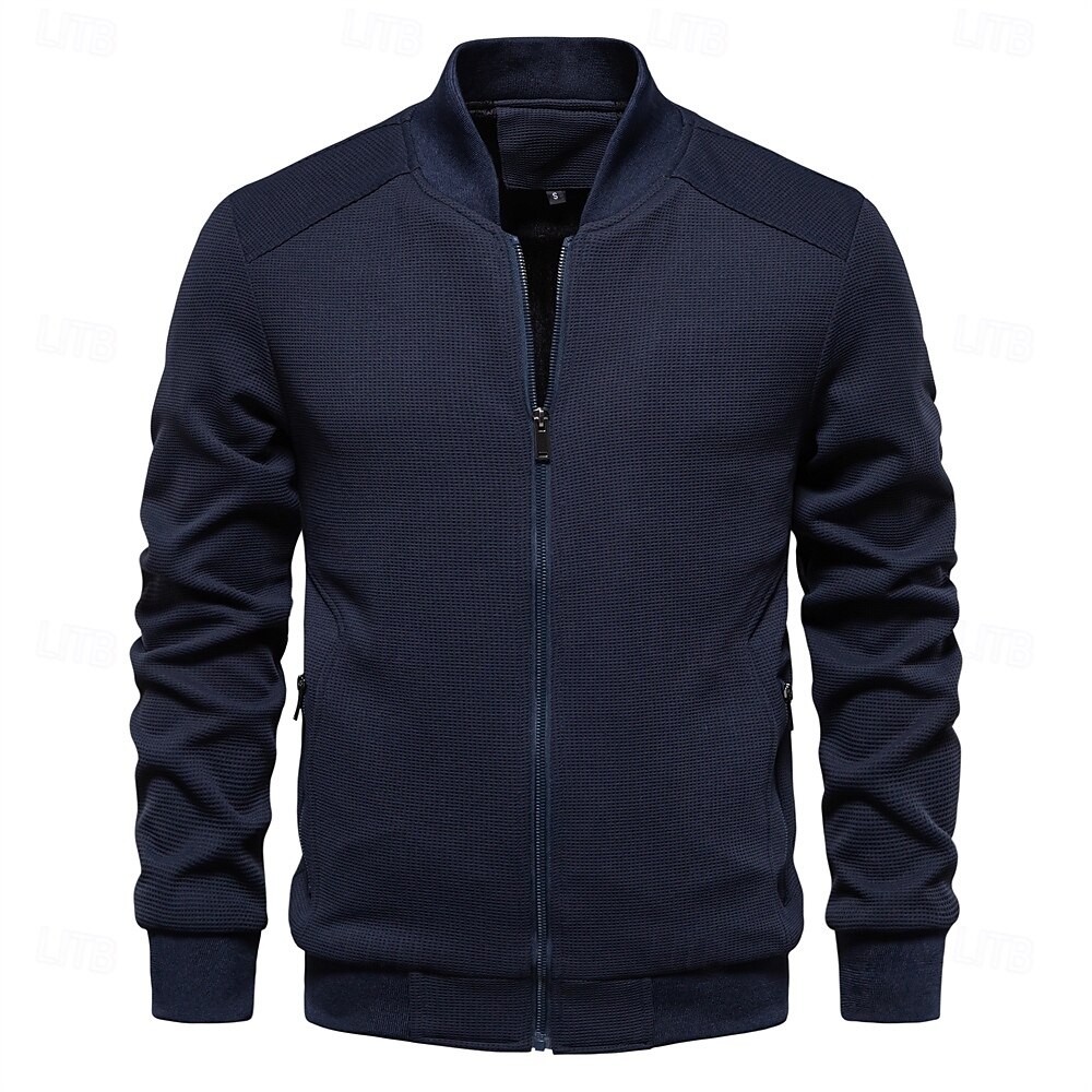 Hombre Chaqueta tipo gofre Chaqueta casual Casual Diario Sexy Primavera & Otoño Color sólido/liso Casual Cuello Mao Regular Albaricoque Negro Verde Claro Caqui Verde Ejército Chaquetas 2025 - $74.99 –P8