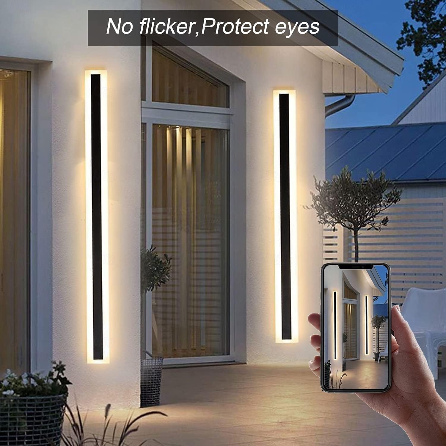 Modern Outdoor Waterproof LED Wall Sconce 15.7-70inch Color Light Optional IP65 Black Acrylic Wall Light Fixture Frosted Elegant Rust Proof AC85-265V 2025 - $49.99 –P10