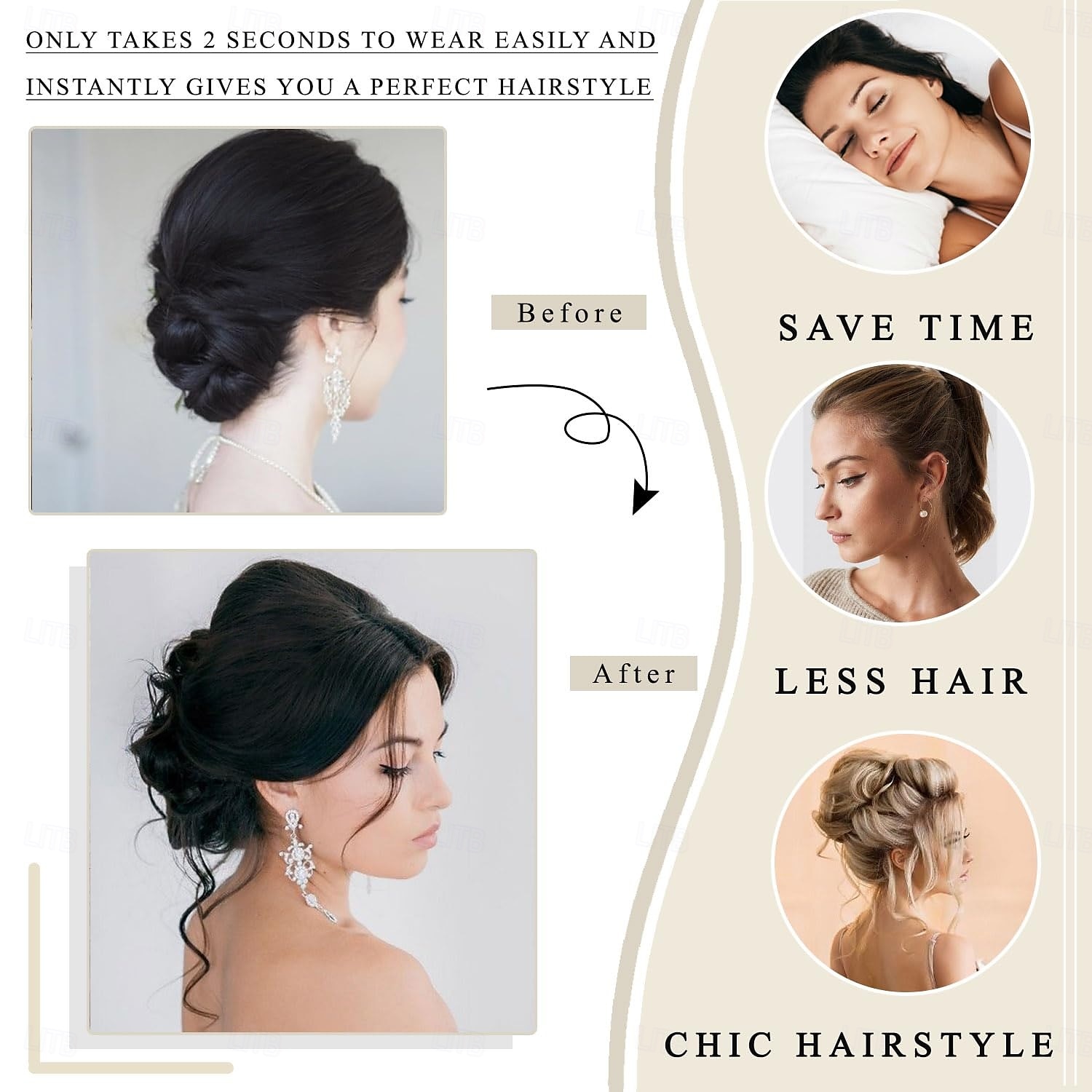 Chignons Knot Clip-in Synthetisch haar Haar stuk Haarextensies Golvend Feest Dagelijks Alledaagse kleding Rood Bruin Grijs 2025 - $9.49 –P7