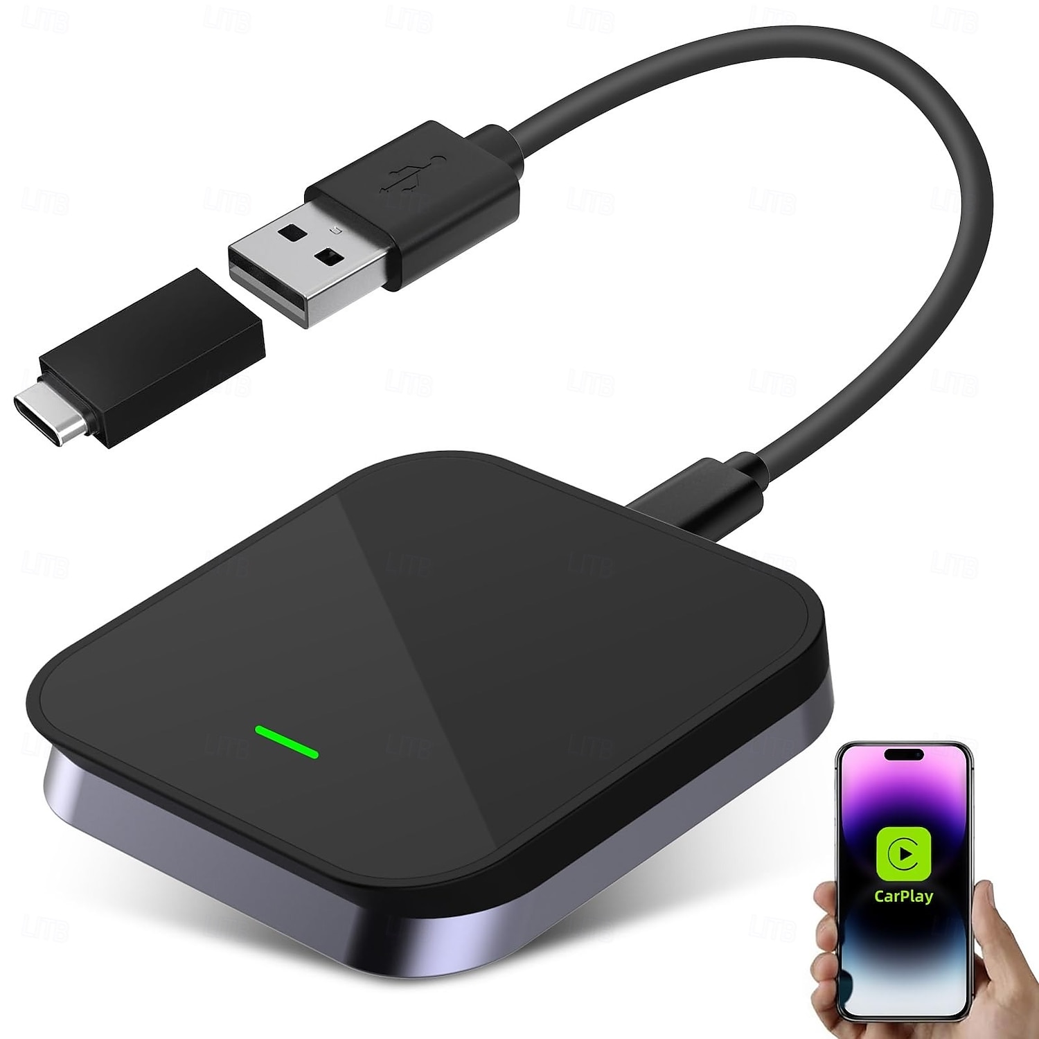 Adaptador inalámbrico CarPlay para iPhone Adaptador inalámbrico Apple CarPlay Convierte el dongle CarPlay cableado en inalámbrico &Reproducir wifi con conexión rápida automática para coches 2025 - $65.99 –P7