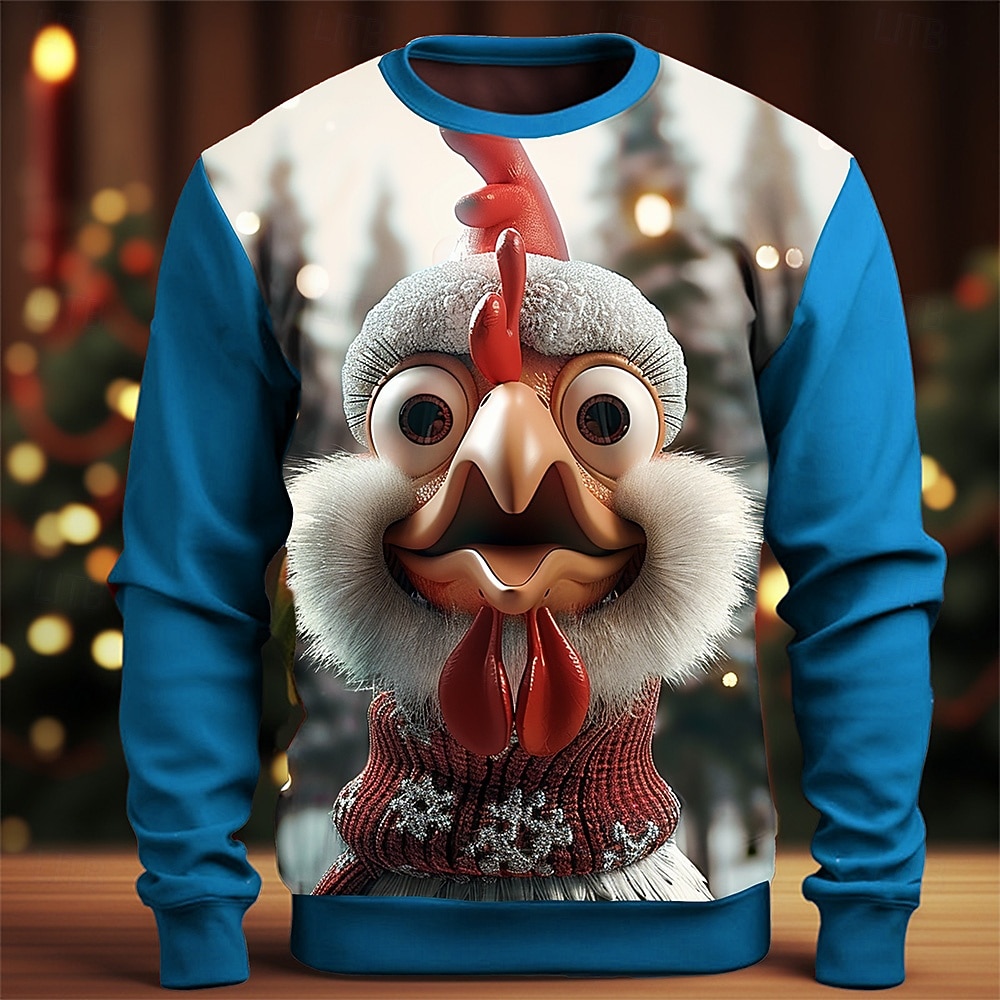 Jul Herre 3D-utskrift 3D 3D-tegneseriefigur Gensere Genser Genser Langermet Genser Crew-hals 3D Morsom 3D-utskrift Jul Feriereise Fest Crewneck 3D-utskrift 3D Vinter Vår & Vinter 2025 - $30.99 –P4
